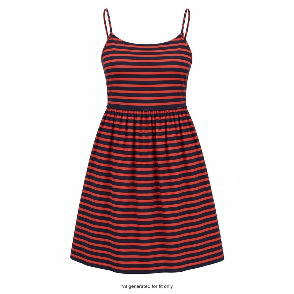 J.Crew‎ Striped Fit Flare Sleeveless Dress Women 6 Navy Red